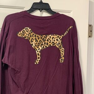 🐆 VS PINK LEOPARD MEDIUM long sleeve shirt rare vintage EUC 2016